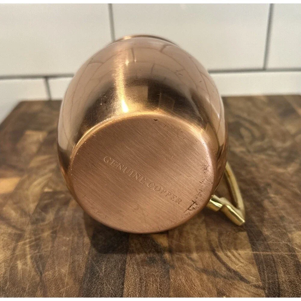 Vintage-Style Smooth Copper Moscow Mule Mugs with Gold Handles Set of 4 EUC